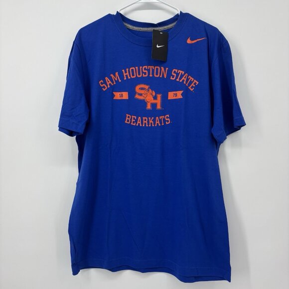 Nike Sam Houston State Bearkats Blue Short Sleeve Shirt Size Large Football - Picture 1 of 6